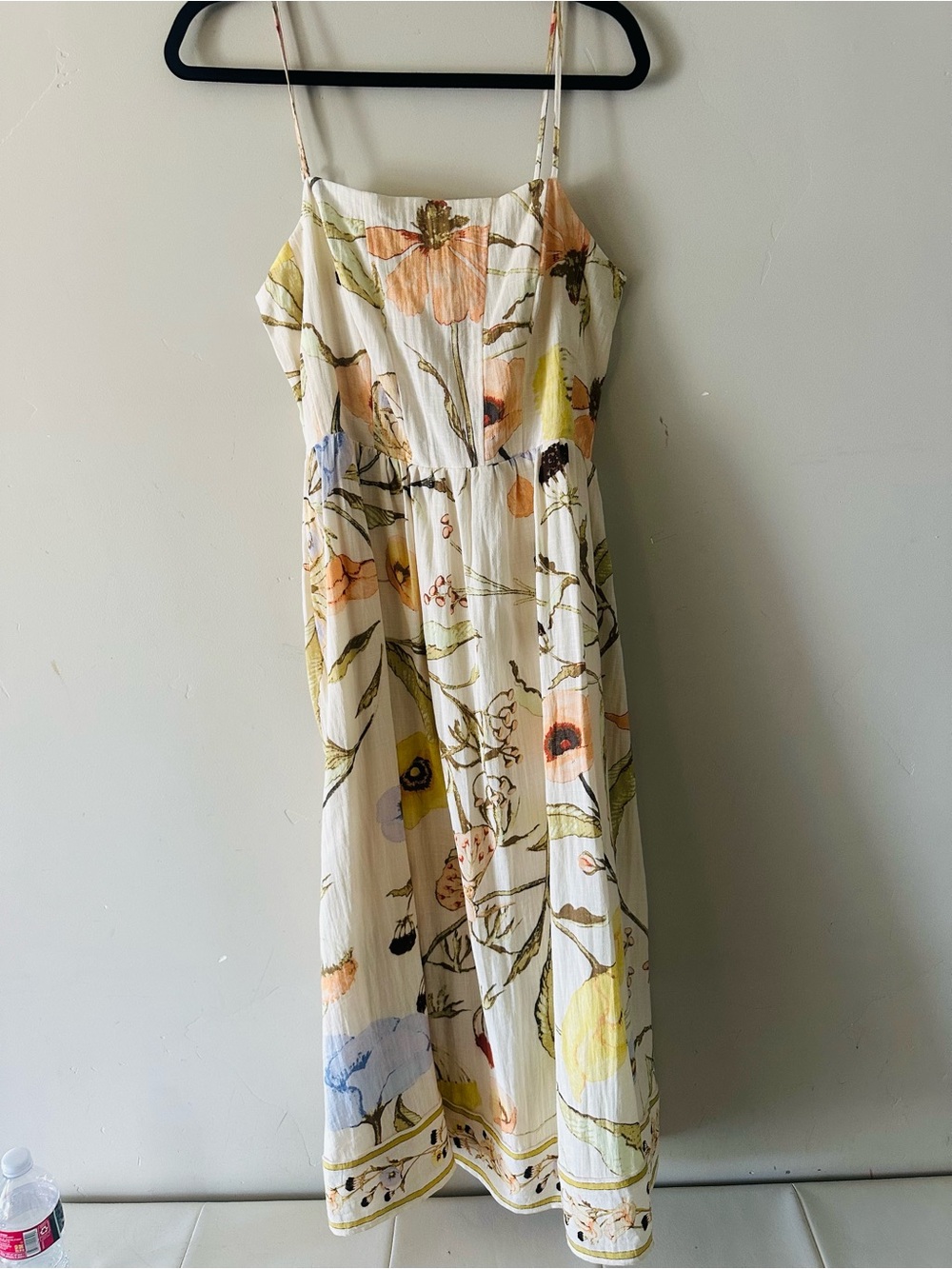 Floral Spaghetti Strap Midi Dress in Cream and Pastel